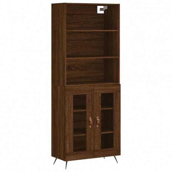 Buffet haut Chêne marron 69,5x34x180 cm Bois d'ingénierie