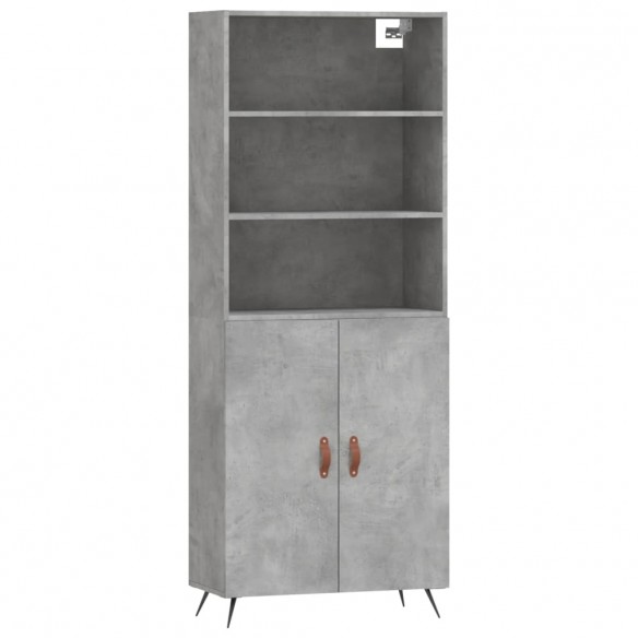 Buffet haut Gris béton 69,5x34x180 cm Bois d'ingénierie