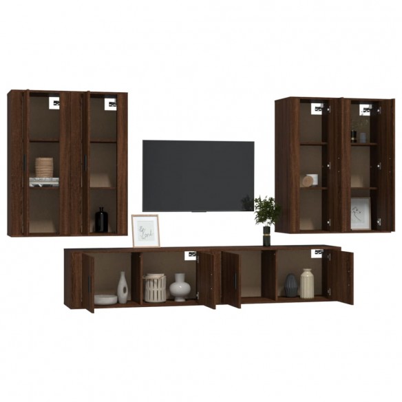 Ensemble de meubles TV 6 pcs Chêne marron Bois d'ingénierie