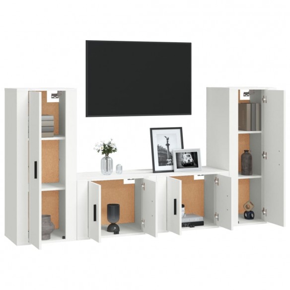 Ensemble de meubles TV 4 pcs Blanc Bois d'ingénierie