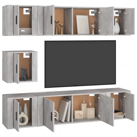 Ensemble de meubles TV 7 pcs Sonoma gris Bois d'ingénierie