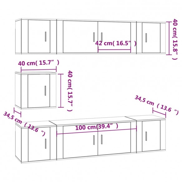 Ensemble de meubles TV 7 pcs Sonoma gris Bois d'ingénierie