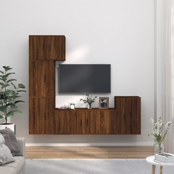 Ensemble de meubles TV 5 pcs Chêne marron Bois d'ingénierie