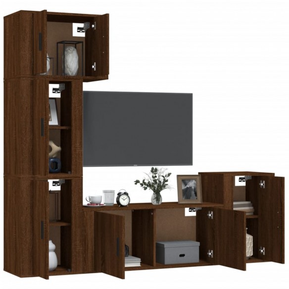 Ensemble de meubles TV 5 pcs Chêne marron Bois d'ingénierie