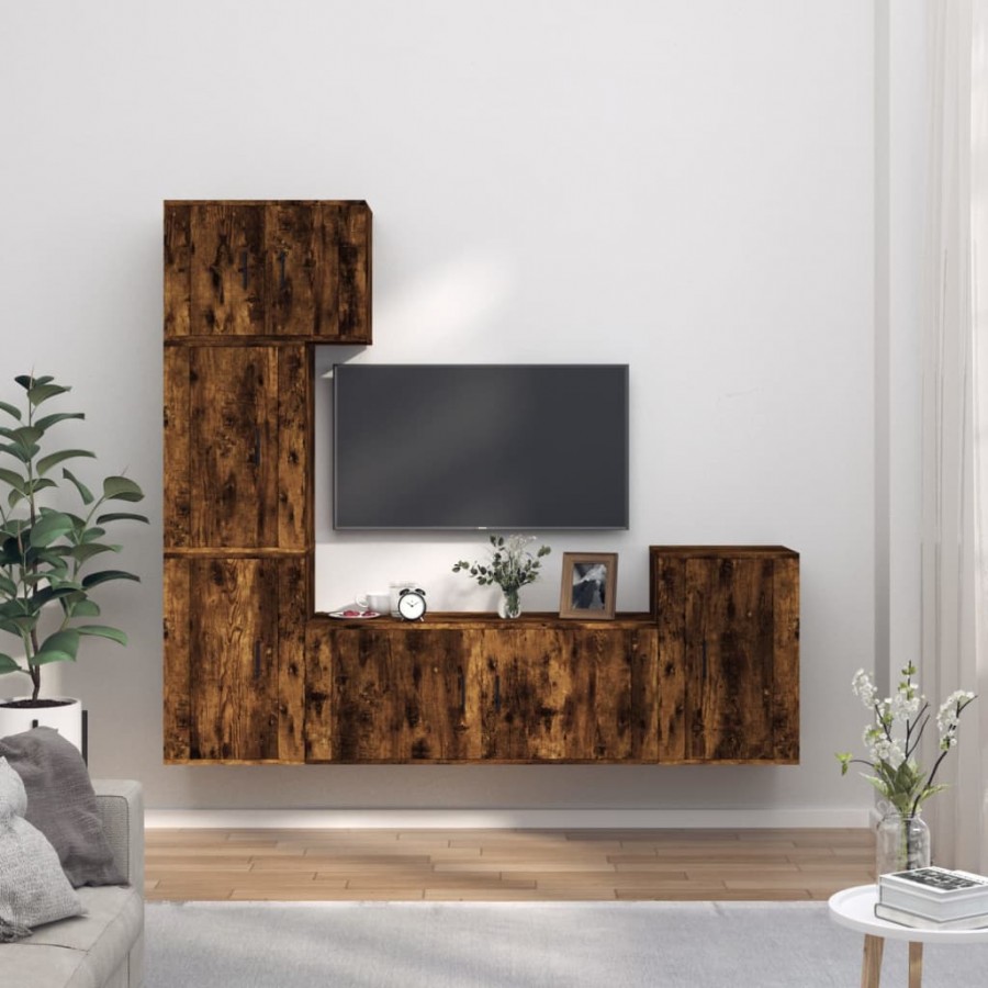 Ensemble de meubles TV 5 pcs Chêne fumé Bois d'ingénierie