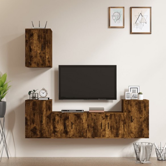 Ensemble de meubles TV 5 pcs Chêne fumé Bois d'ingénierie