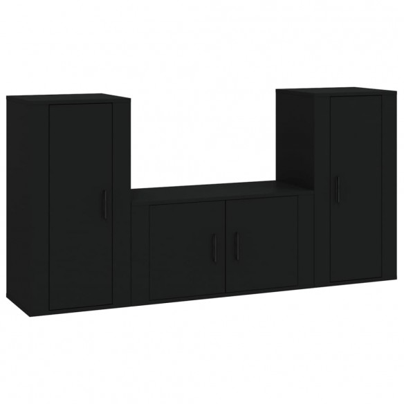 Ensemble de meubles TV 3 pcs Noir Bois d'ingénierie