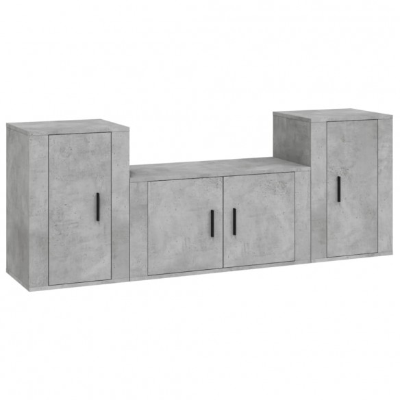 Ensemble de meubles TV 3 pcs Gris béton Bois d'ingénierie