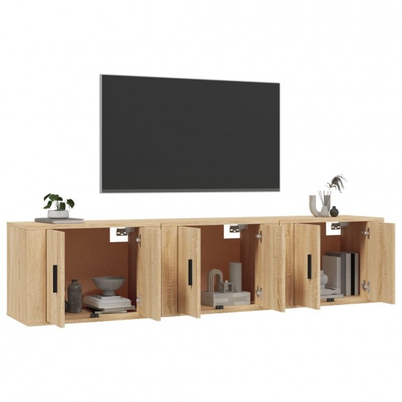 Meubles TV muraux 3 pcs chêne sonoma 57x34,5x40 cm