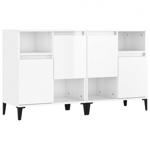 Buffets 2 pcs blanc brillant 60x35x70 cm bois d'ingénierie