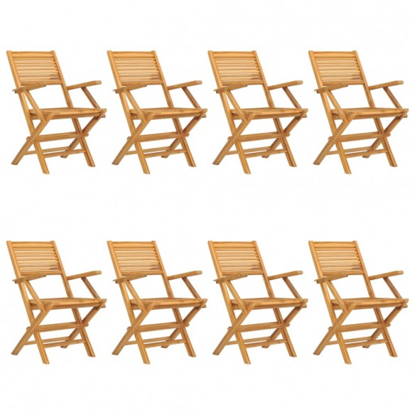 Chaises de jardin pliantes 8 pcs 55x62x90 cm bois massif teck