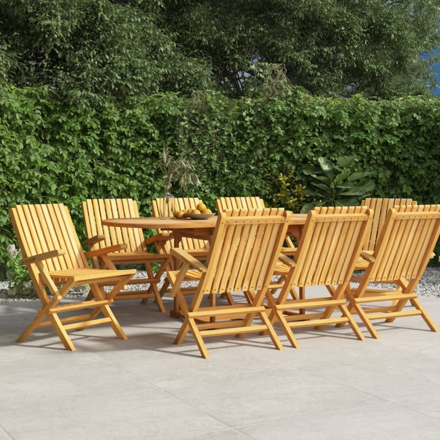 Chaises de jardin pliantes 8 pcs 61x67x90 cm bois massif teck