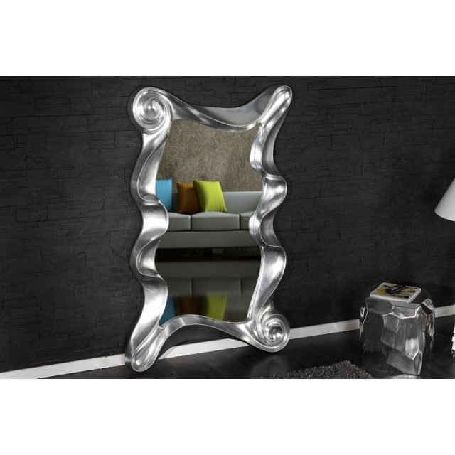 Miroir mural moderne en polyresine teinté argent