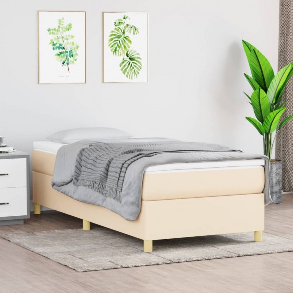 Sommier à lattes de lit avec matelas Crème 80x200 cm Tissu