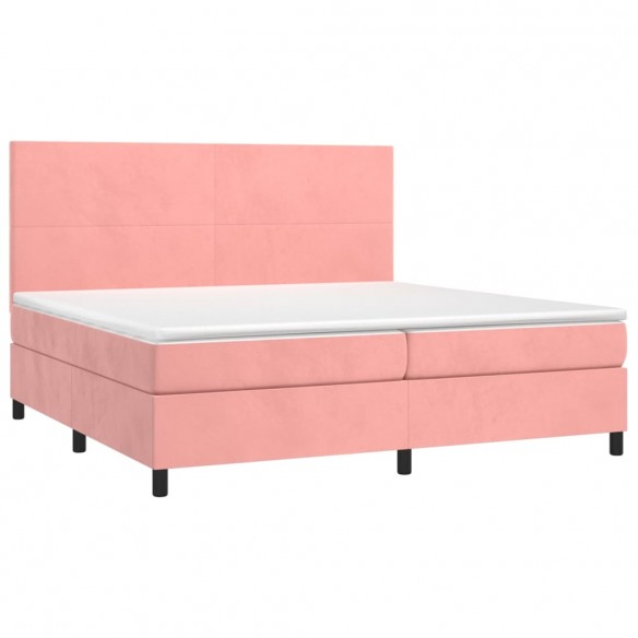 Cadre de lit avec matelas Rose 200x200 cm Velours