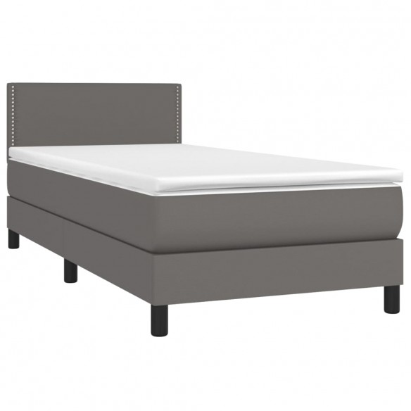 Cadre de lit avec matelas Gris 80x200 cm Similicuir