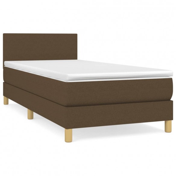 Cadre de lit avec matelas Marron foncé 90x200 cm