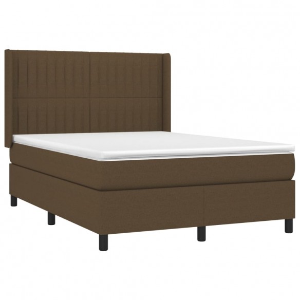 Cadre de lit matelas et LED Marron foncé 140x190 cm