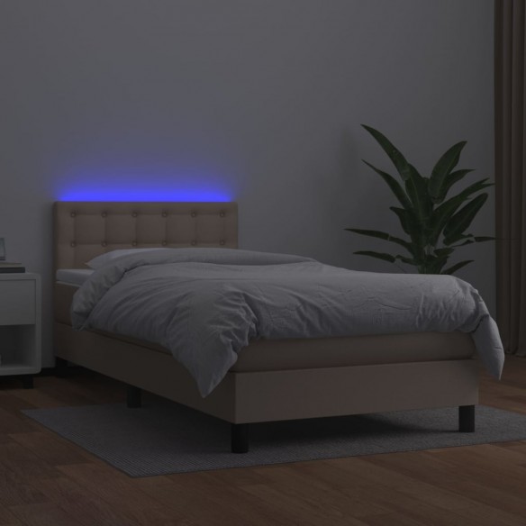 Sommier à lattes de lit avec matelas LED Cappuccino 100x200 cm