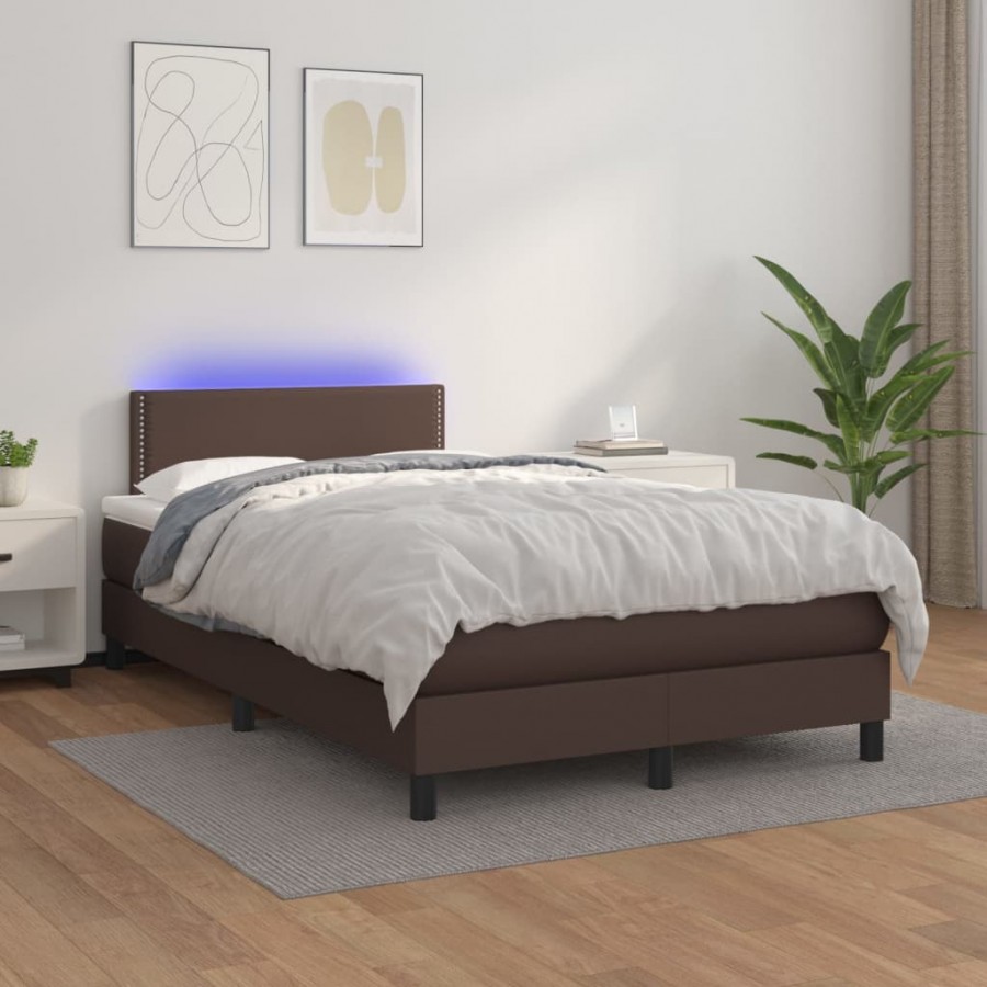 Cadre de lit avec matelas et LED Marron 120x200 cm