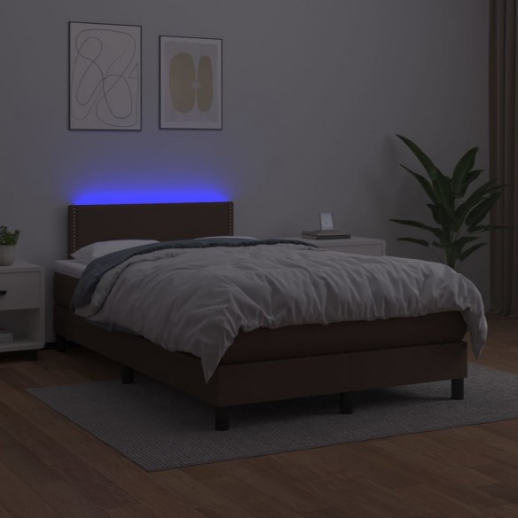 Cadre de lit avec matelas et LED Marron 120x200 cm