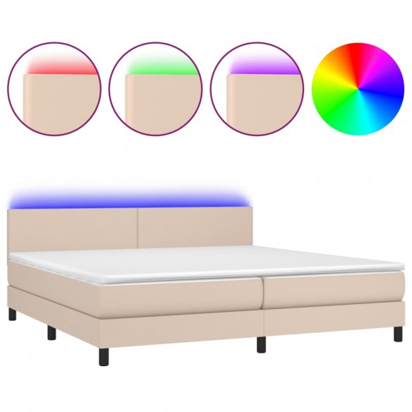 Cadre de lit avec matelas LED Cappuccino 200x200 cm