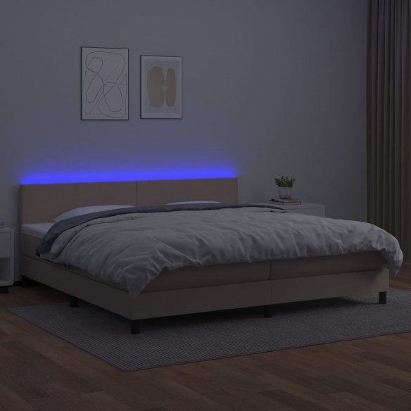 Cadre de lit avec matelas LED Cappuccino 200x200 cm