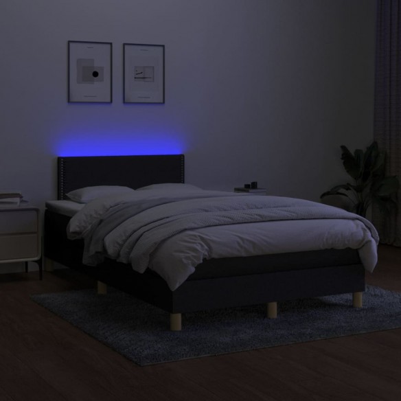 Cadre de lit avec matelas LED Noir 120x200 cm Tissu