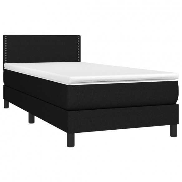 Sommier à lattes de lit avec matelas LED Noir 100x200 cm Tissu