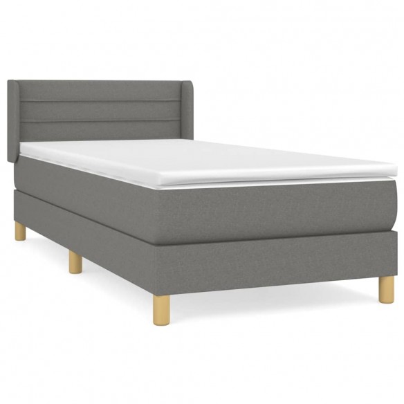 Sommier à lattes de lit avec matelas Gris foncé 80x200 cm Tissu