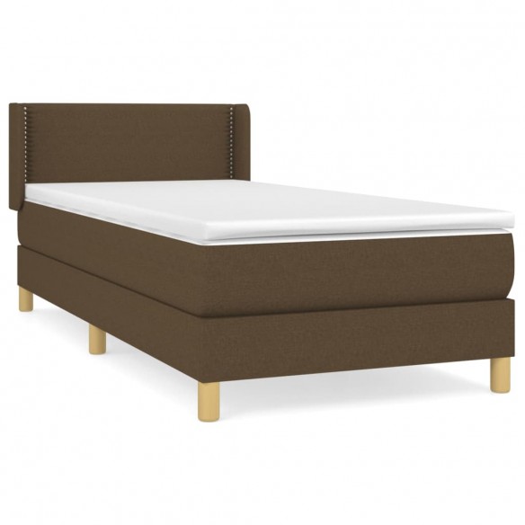 Cadre de lit avec matelas Marron foncé 90x200 cm