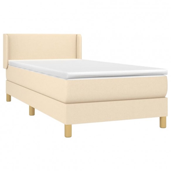 Sommier à lattes de lit avec matelas Crème 100x200 cm Tissu