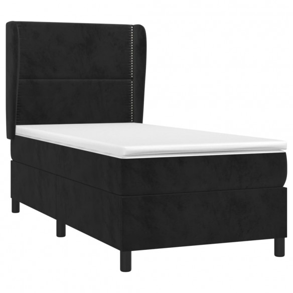 Cadre de lit et matelas Noir 80x200 cm Velours