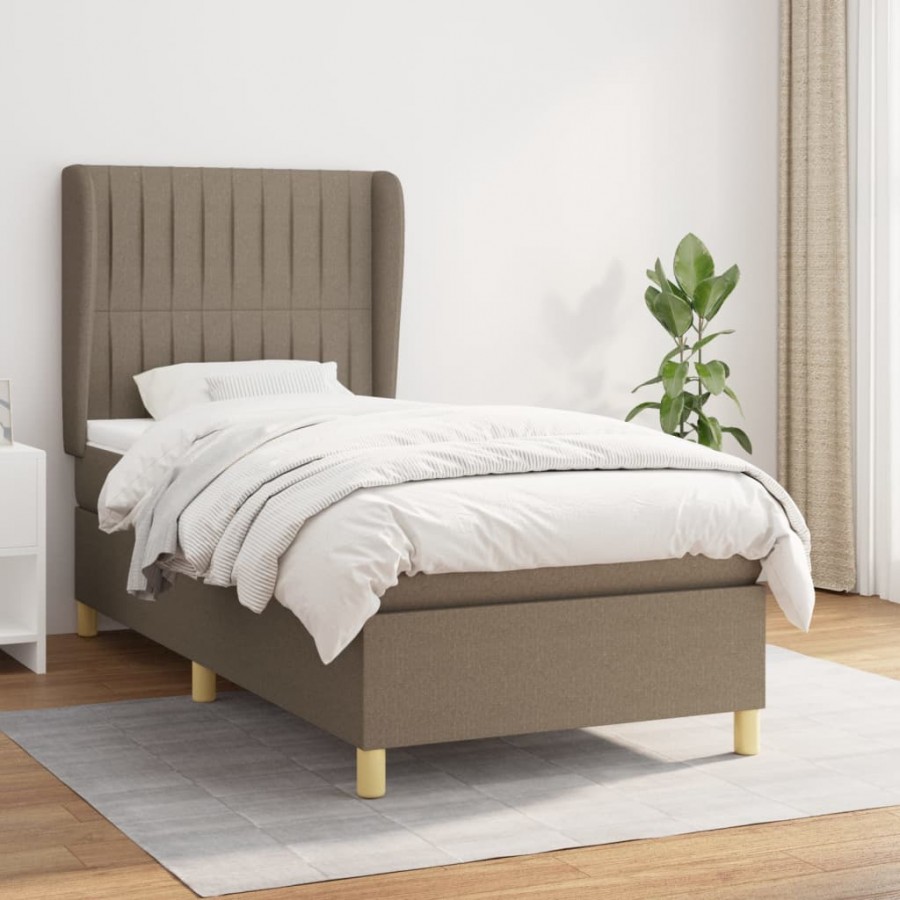 Cadre de lit avec matelas Taupe 100x200 cm Tissu