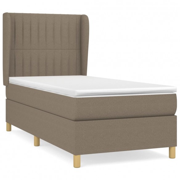 Sommier à lattes de lit avec matelas Taupe 100x200 cm Tissu