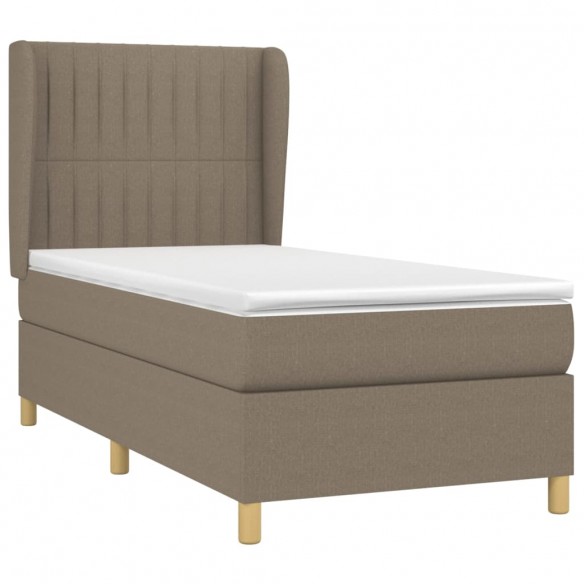 Sommier à lattes de lit avec matelas Taupe 100x200 cm Tissu