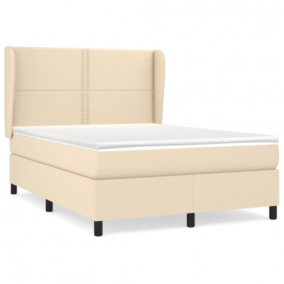 Cadre de lit avec matelas Crème 140x200 cm Tissu