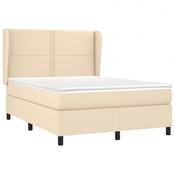 Cadre de lit avec matelas Crème 140x200 cm Tissu