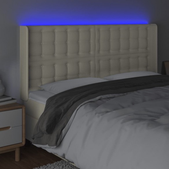 Tête de lit à LED Crème 147x16x118/128 cm Similicuir