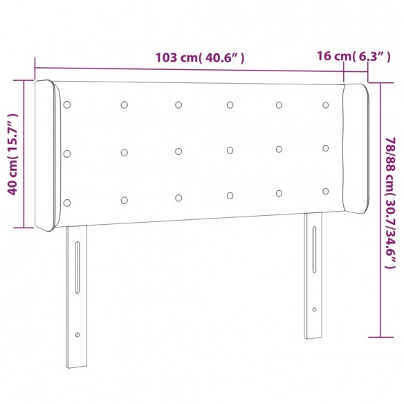 Tête de lit à LED Marron foncé 103x16x78/88 cm Tissu