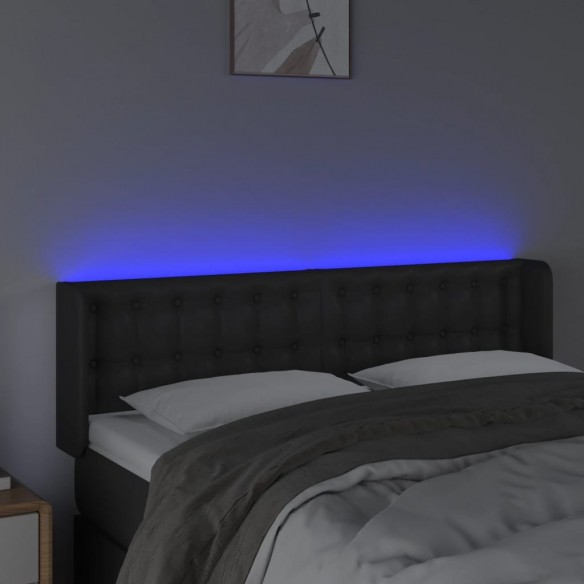 Tête de lit à LED Noir 147x16x78/88 cm Similicuir