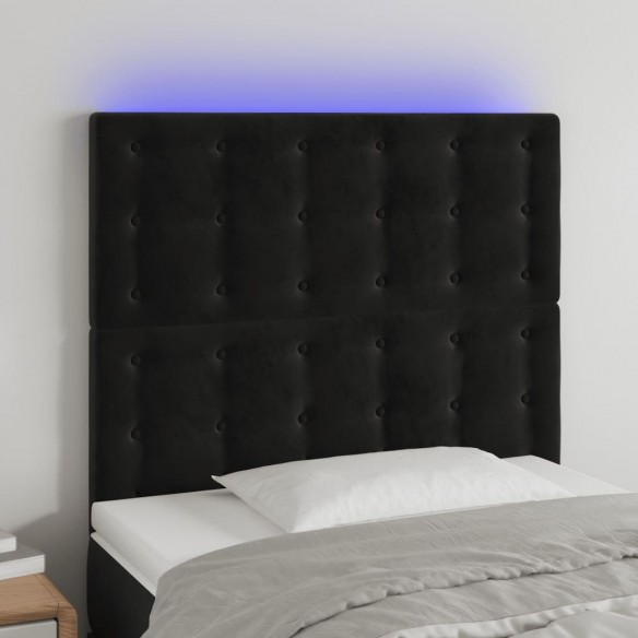 Tête de lit à LED Noir 100x5x118/128 cm Velours