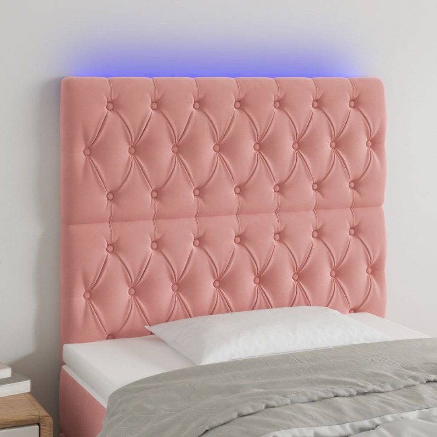 Tête de lit à LED Rose 100x7x118/128 cm Velours