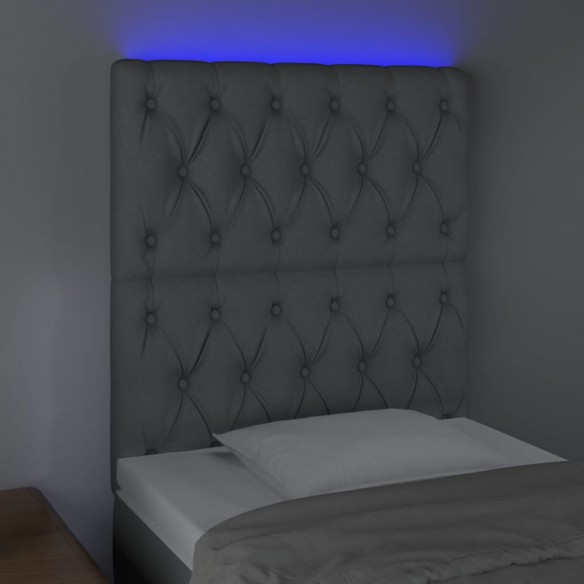 Tête de lit à LED Gris clair 80x7x118/128 cm Tissu