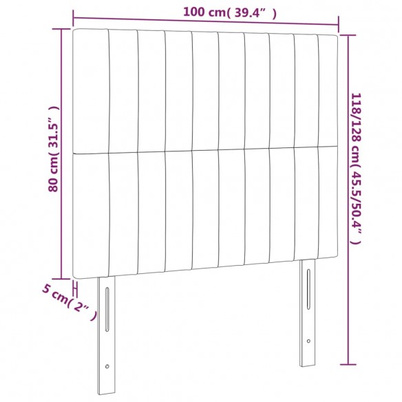 Tête de lit à LED Vert 100x5x118/128 cm Tissu