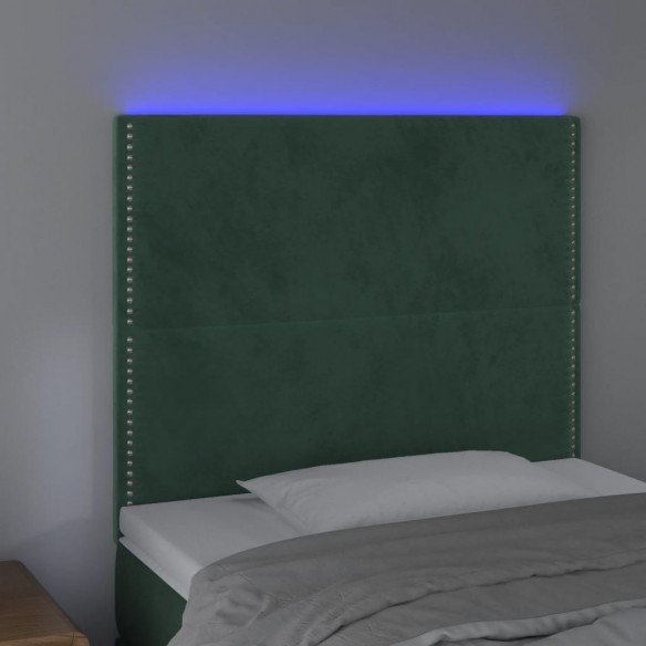 Tête de lit à LED Vert foncé 100x5x118/128 cm Velours