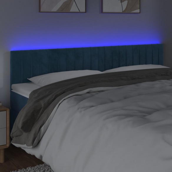 Tête de lit à LED Bleu foncé 200x5x78/88 cm Velours