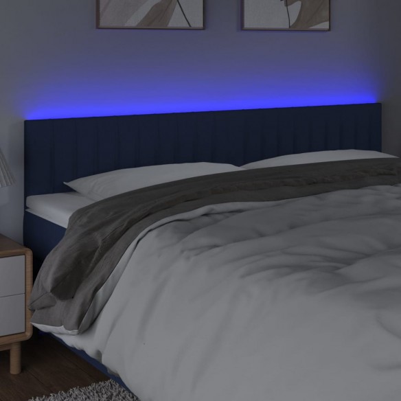 Tête de lit à LED Bleu 200x5x78/88 cm Tissu