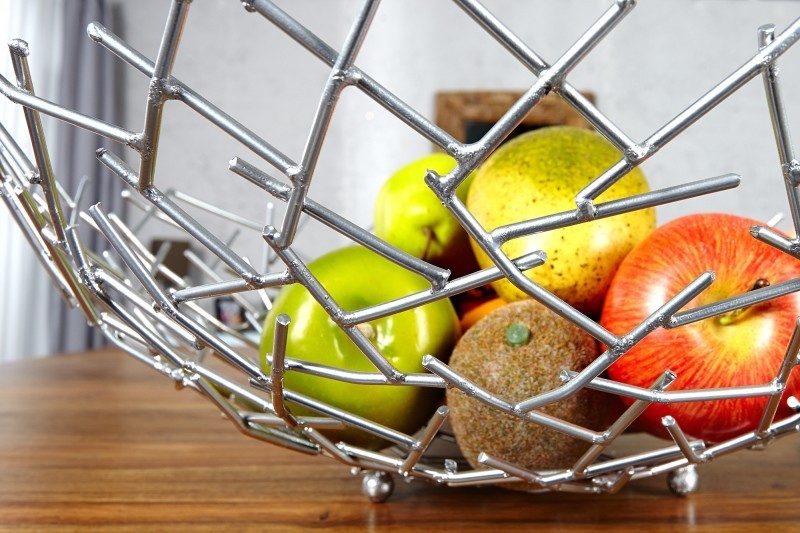 Corbeille de fruit moderne en métal argenté