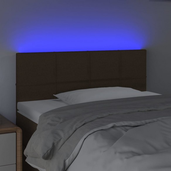 Tête de lit à LED Marron Foncé 100x5x78/88 cm Tissu